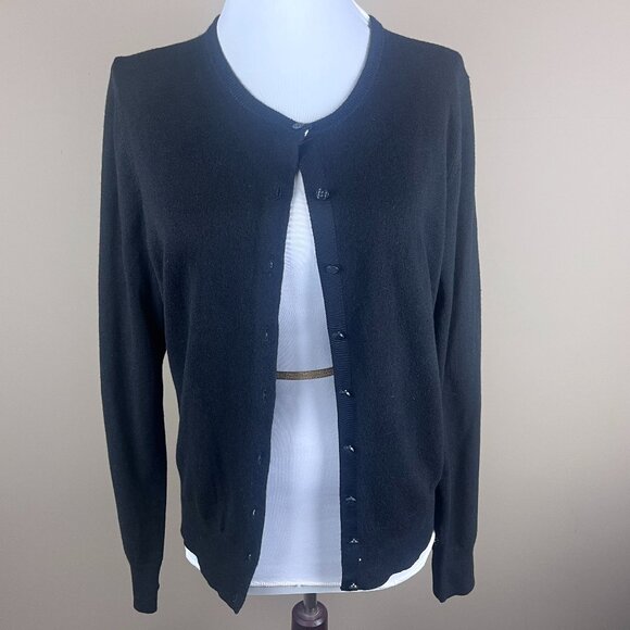 Ann Taylor Sweaters - Ann Taylor Cardigan Sweater Size M Black, Round Neckline, Button Down